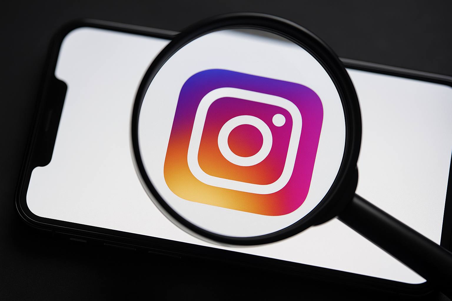 jene-stephaniuk-lkmGeyLItrw-unsplash-ls Illustrazione lente d'ingrandimento su logo Instagram nello smartphone